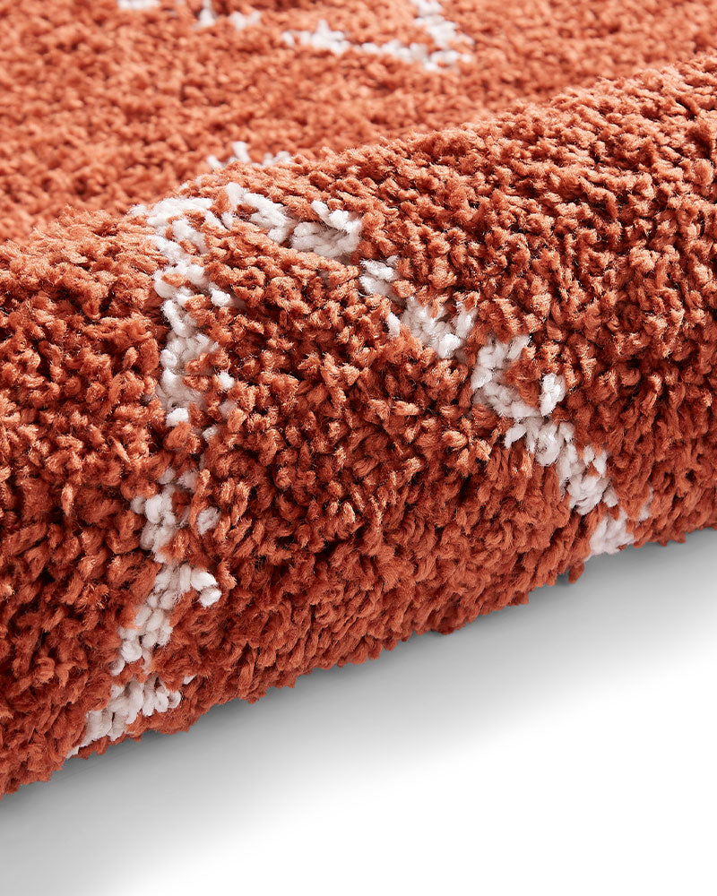 BOHO 8280 RUST TERRACOTTA MOROCCAN BERBER SHAGGY MODERN