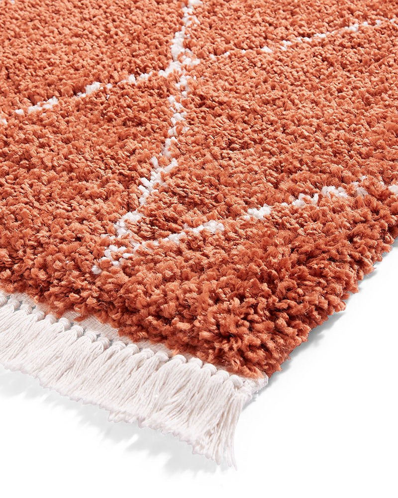 BOHO 8280 RUST TERRACOTTA MOROCCAN BERBER SHAGGY MODERN