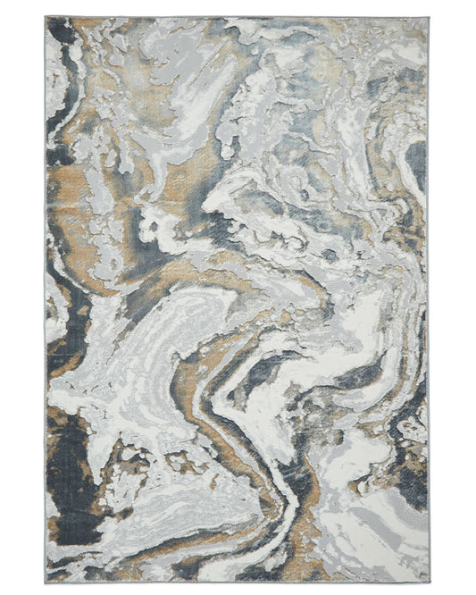 TIDAL TL837 SILVER BEIGE METALLIC ABSTRACT RUG