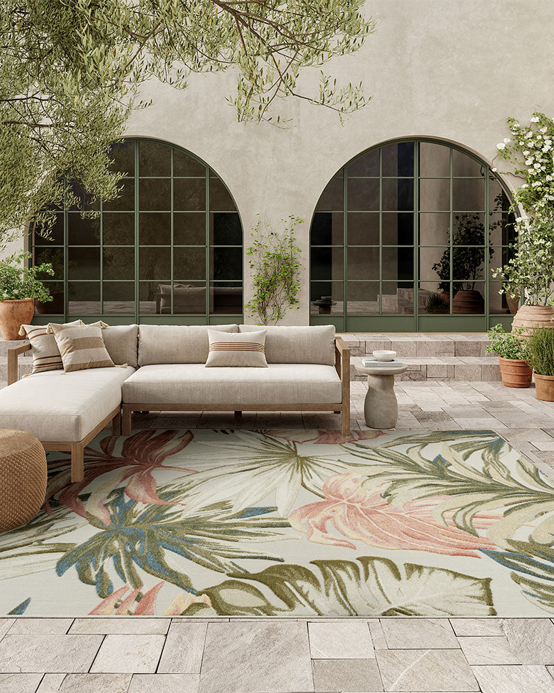 ALOHA ALH43 IVGRN IVORY GREEN INDOOR OUTDOOR RUG