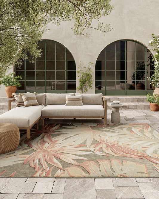 ALOHA ALH43 SAGRS SAGE GREEN ROSE INDOOR OUTDOOR RUG