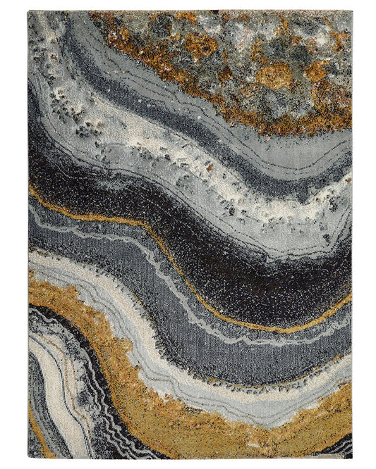 AMARA AMA103 GREY BLUE BRONZE ABSTRACT RUG