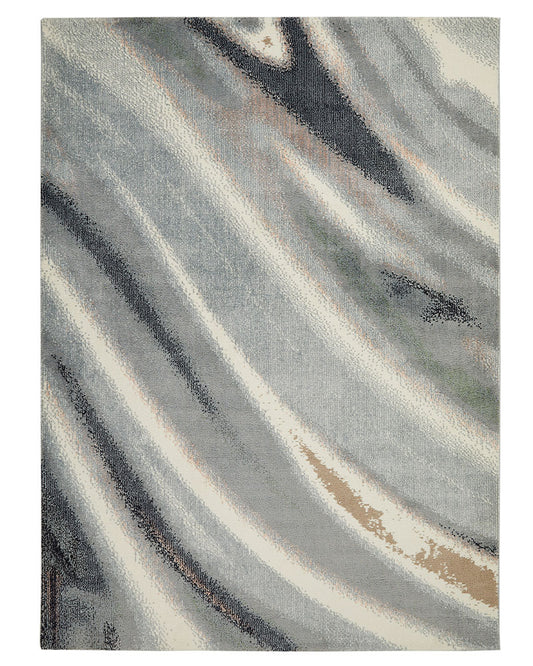 AMARA AMA106 IVORY GREY BLUE ABSTRACT RUG