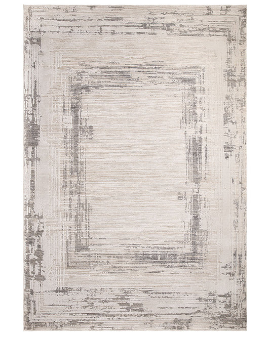 ANDERS AN06 GREY ABSTRACT BORDER MODERN RUG