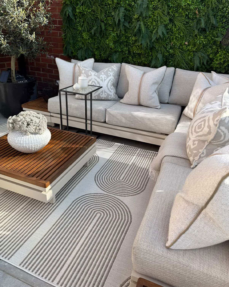 NEUTRAL ARCS INDOOR OUTDOOR FLATWEAVE RUG