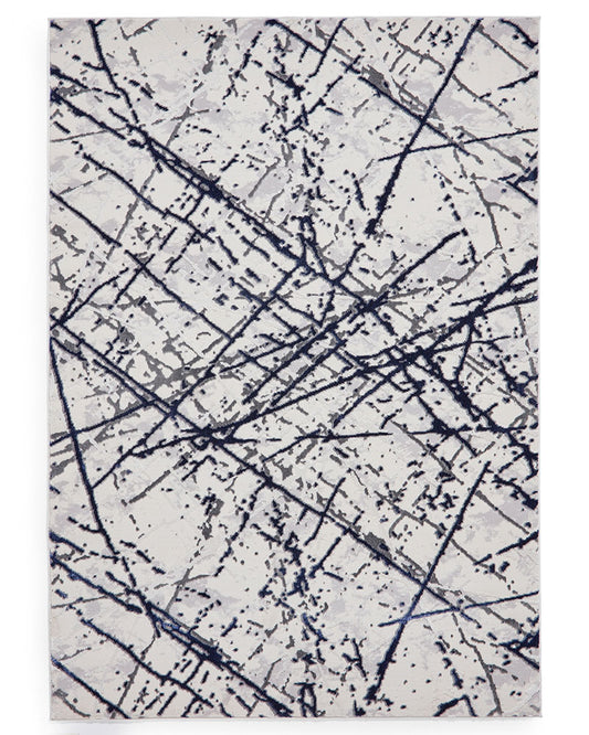 ARTEMIS B8403 BLUE SILVER METALLIC ABSTRACT RUG