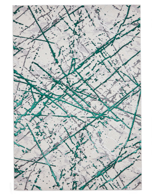 ARTEMIS B8403 GREEN SILVER METALLIC ABSTRACT RUG