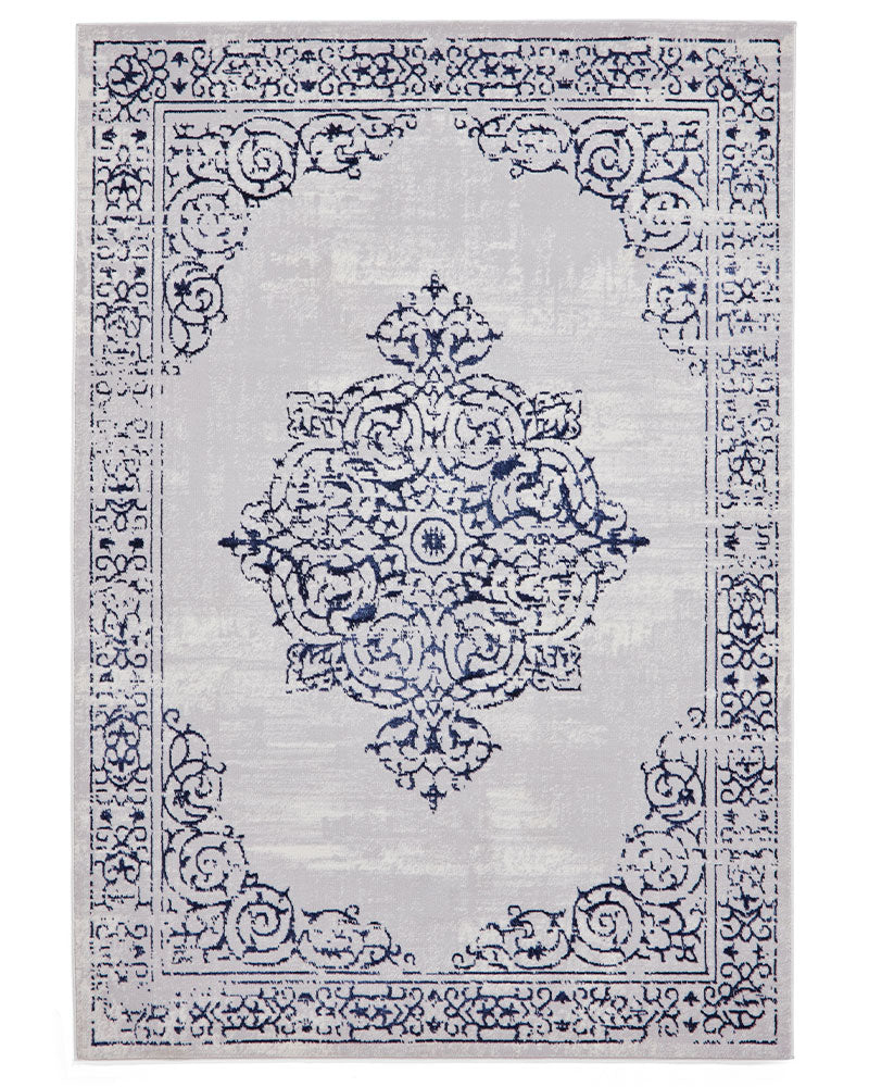 ARTEMIS B9076A BLUE SILVER METALLIC VINTAGE STYLE RUG