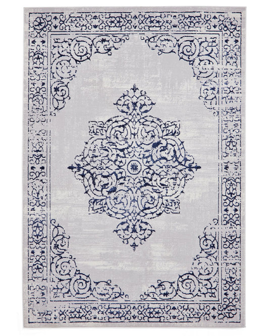 ARTEMIS B9076A BLUE SILVER METALLIC VINTAGE STYLE RUG