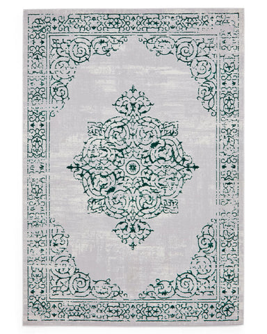 ARTEMIS B9076A GREEN SILVER VINTAGE STYLE RUG