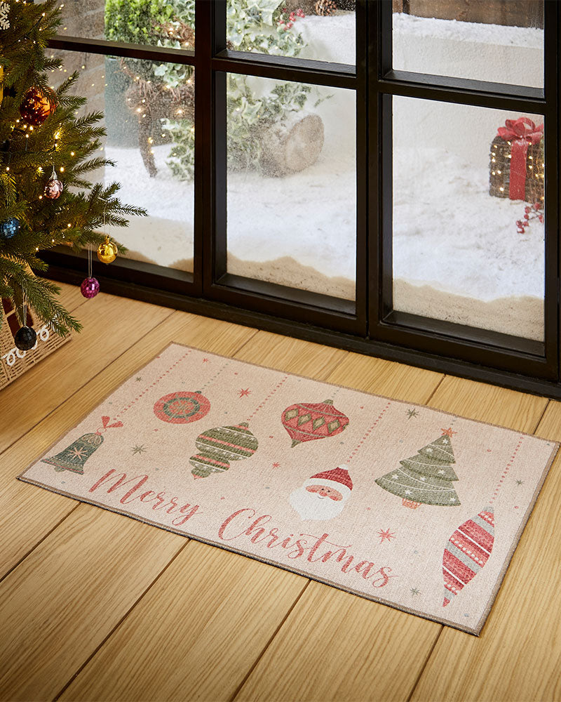 CHRISTMAS BAUBLES WASHABLE BAUBLES RUNNER & MAT SET