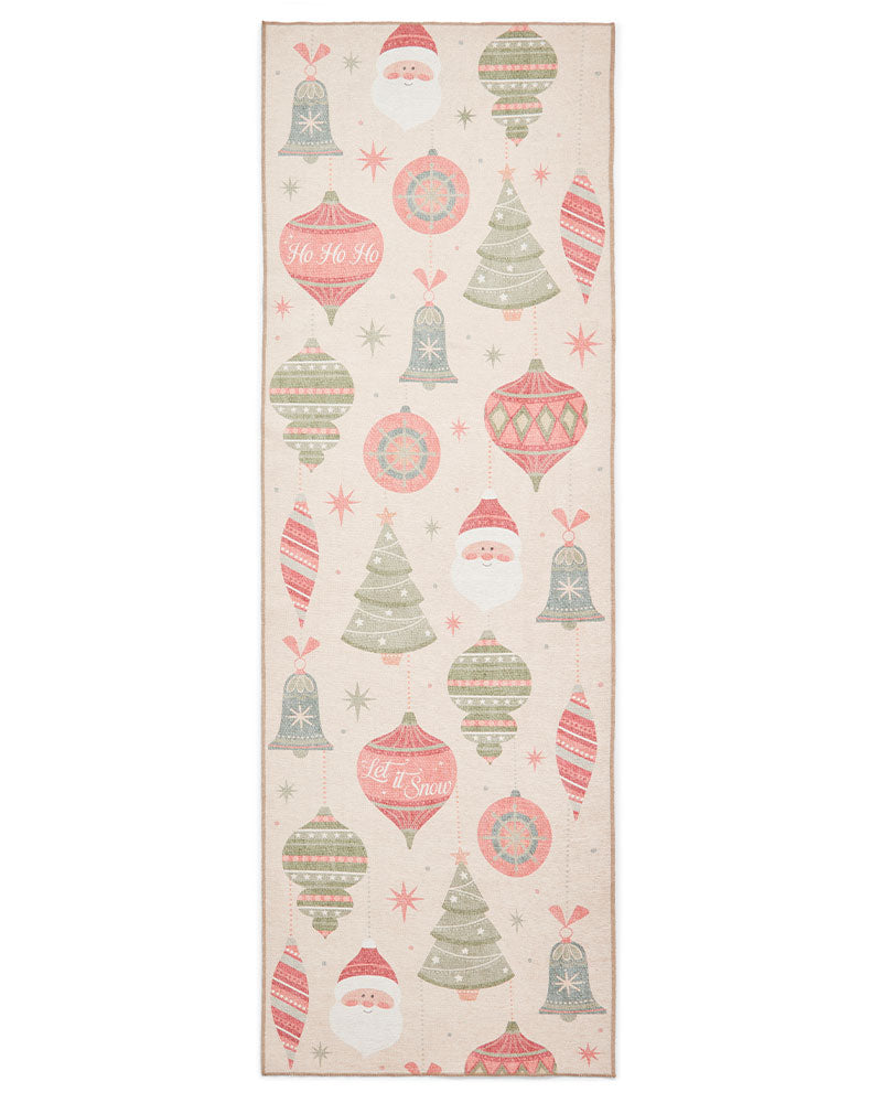CHRISTMAS BAUBLES WASHABLE BAUBLES RUNNER & MAT SET