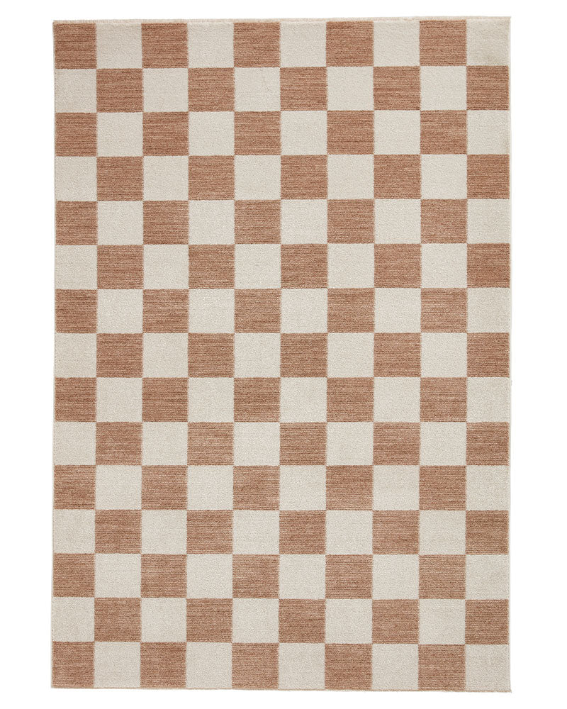 BALTIMORE BEIGE 66618 MODERN CHECKERBOARD RUG