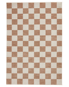 BALTIMORE BEIGE 66618 MODERN CHECKERBOARD RUG