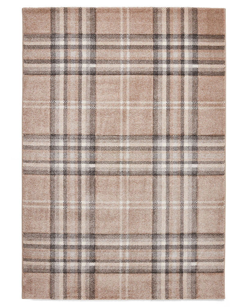 CATHERINE LANSFIELD KELSO BEIGE CHECK TARTAN RUG