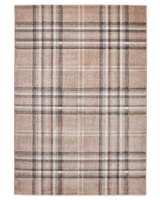 CATHERINE LANSFIELD KELSO BEIGE CHECK TARTAN RUG