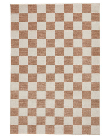 BALTIMORE BEIGE 66618 MODERN CHECKERBOARD RUG