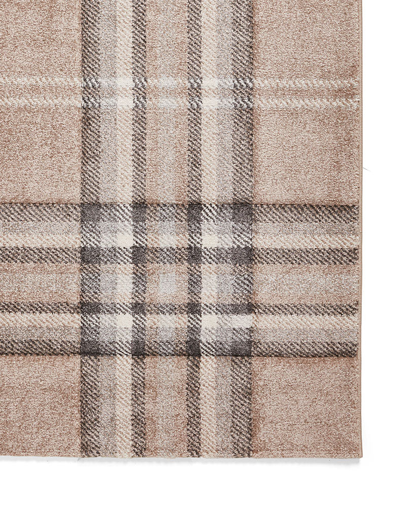 CATHERINE LANSFIELD KELSO BEIGE CHECK TARTAN RUG