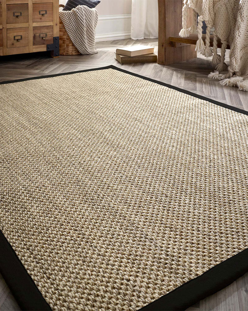 ORIGINS SISAL NATURAL LIGHT BEIGE WITH BLACK BORDER RUG RUNNER