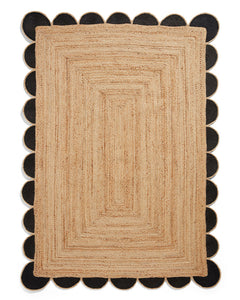 SAVANNAH JUTE SCALLOP BLACK NATURAL RUG