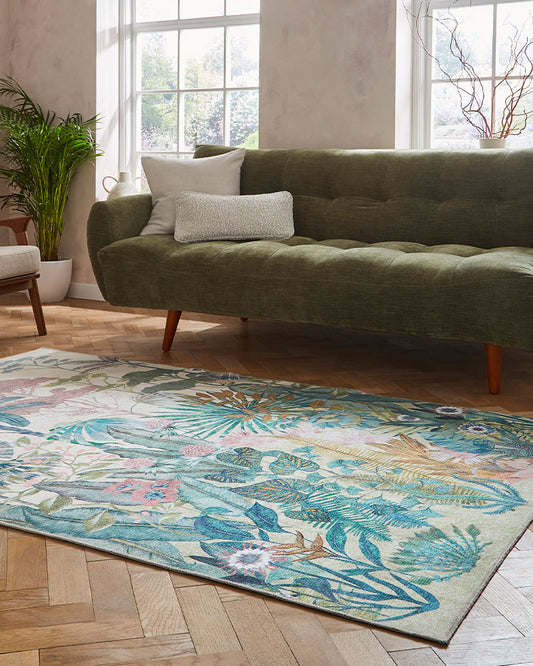 HARLEQUIN FLOREANA BLEACHED CORAL MACHINE WASHABLE RUG