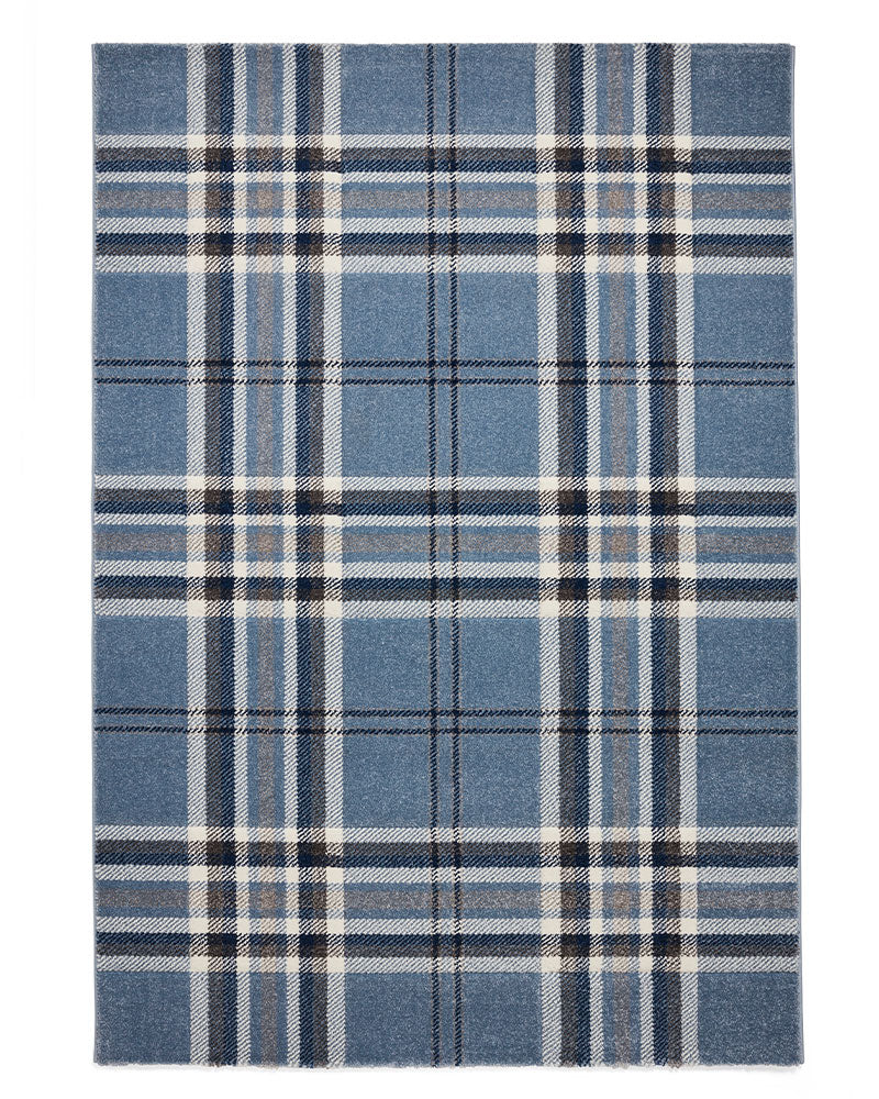 CATHERINE LANSFIELD KELSO BLUE CHECK TARTAN RUG