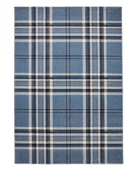 CATHERINE LANSFIELD KELSO BLUE CHECK TARTAN RUG