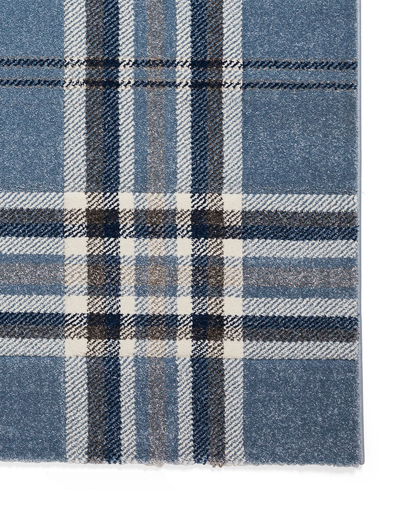 CATHERINE LANSFIELD KELSO BLUE CHECK TARTAN RUG