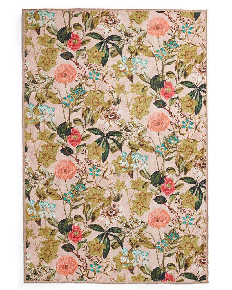 CLARKE & CLARKE PASSIFLORA BLUSH MACHINE WASHABLE RUG