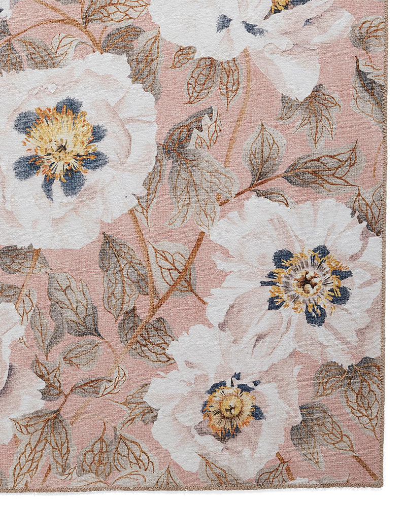 HARLEQUIN FLORENT BLUSH PINK FLORAL MACHINE WASHABLE RUG