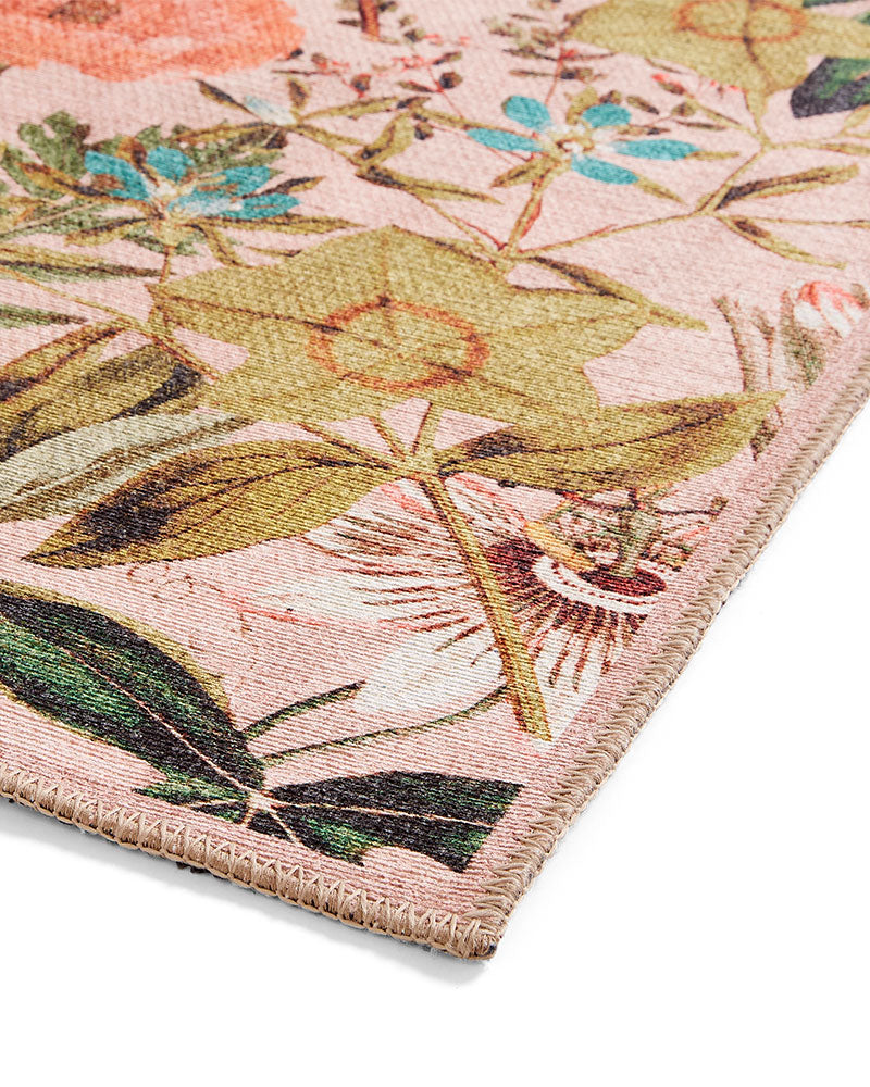 CLARKE & CLARKE PASSIFLORA BLUSH MACHINE WASHABLE RUG