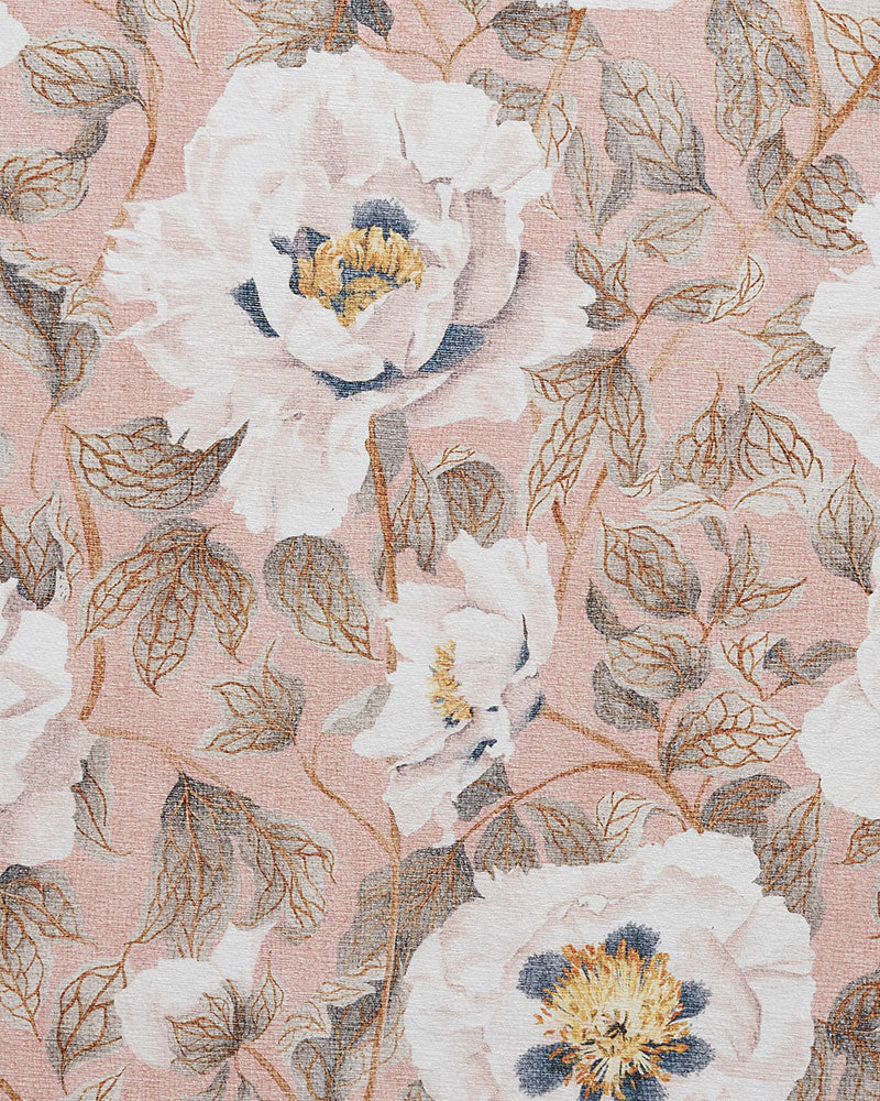 HARLEQUIN FLORENT BLUSH PINK FLORAL MACHINE WASHABLE RUG