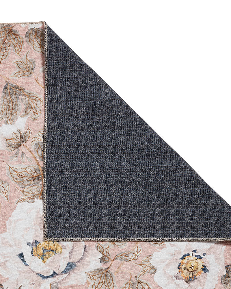 HARLEQUIN FLORENT BLUSH PINK FLORAL MACHINE WASHABLE RUG