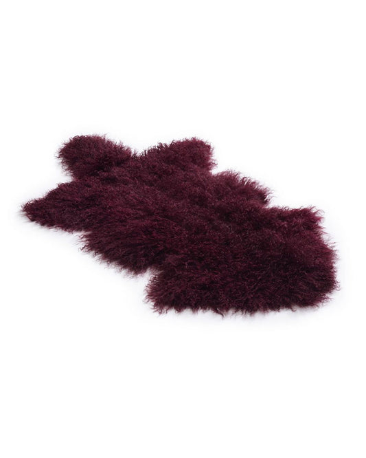 BOWRON NOMAD TIBETAN LAMBSKIN SHEEPSKIN BURGUNDY FUR / HIDE RUG
