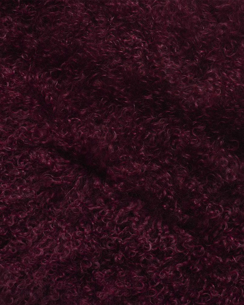 BOWRON NOMAD TIBETAN LAMBSKIN SHEEPSKIN BURGUNDY FUR / HIDE RUG