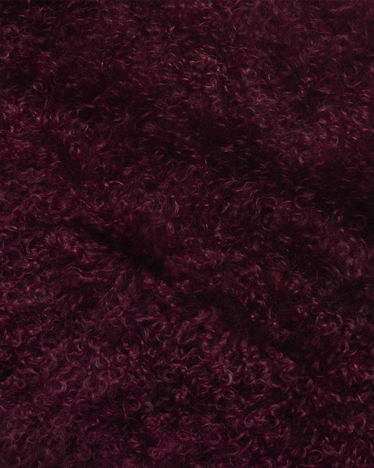 BOWRON NOMAD TIBETAN LAMBSKIN SHEEPSKIN BURGUNDY FUR / HIDE RUG