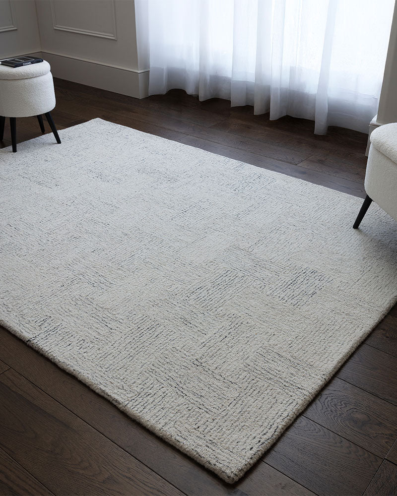 THEODORE HATCH WHITE / BLACK TEXTURED WOOL LOOP RUG