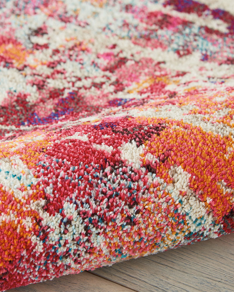 CELESTIAL CES13 PINK MULTI ABSTRACT ROUND RUG