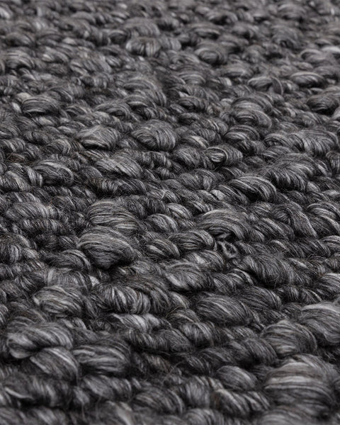 ELM CHARCOAL GREY CHUNKY BOUCLE TEXTURED WOOL MIX RUG