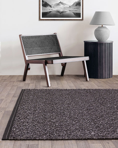 ELM CHARCOAL GREY CHUNKY BOUCLE TEXTURED WOOL MIX RUG