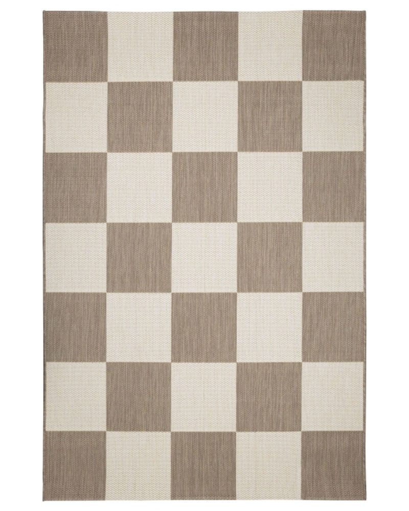 NEUTRAL CHEQUER INDOOR / OUTDOOR FLATWEAVE RUG