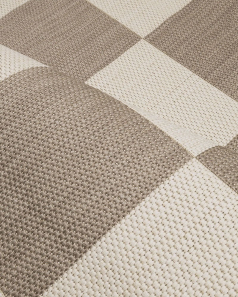 NEUTRAL CHEQUER INDOOR / OUTDOOR FLATWEAVE RUG