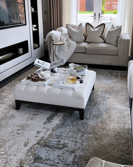 AURORA AU24 CLIFF GOLD GREY METALLIC ABSTRACT RUG