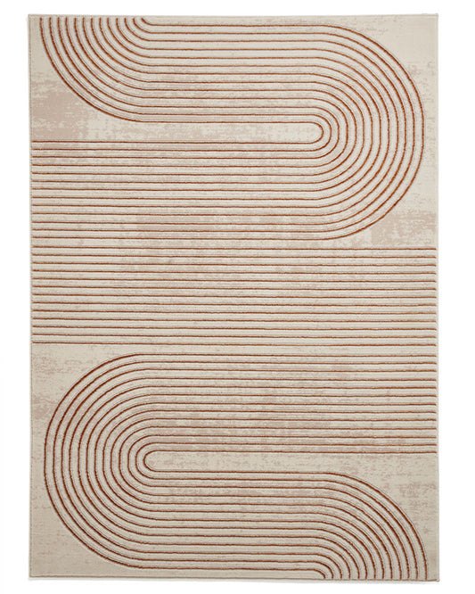 APOLLO 2683 BRONZE BEIGE GREY METALLIC GEO RETRO RUG