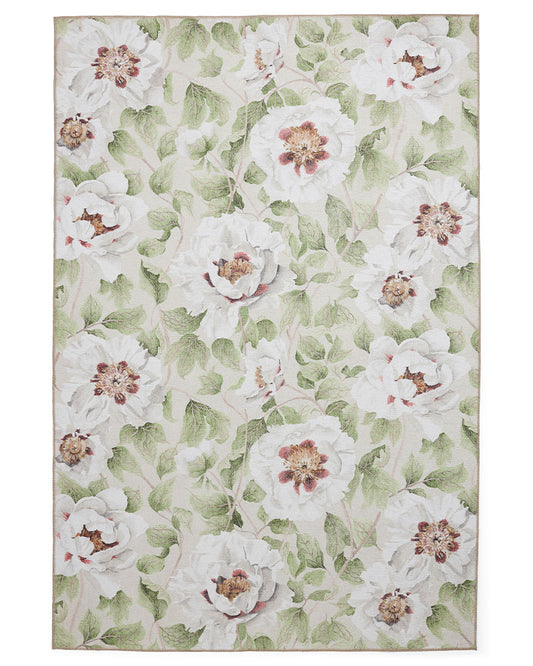 HARLEQUIN FLORENT FERN GREEN FLORAL MACHINE WASHABLE RUG