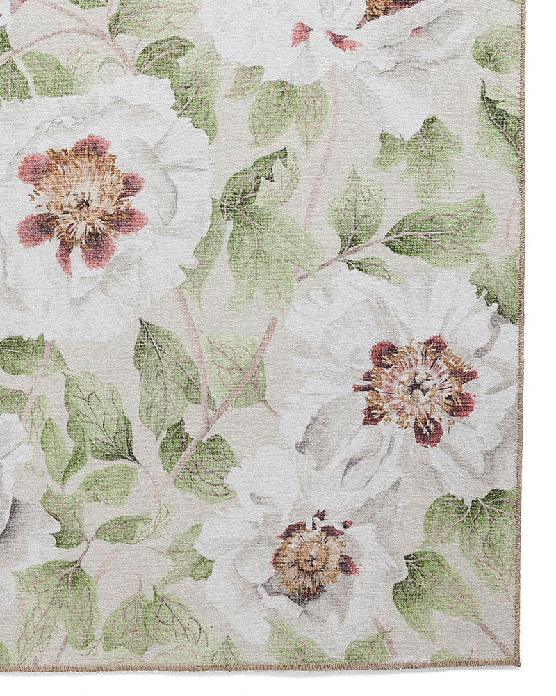 HARLEQUIN FLORENT FERN GREEN FLORAL MACHINE WASHABLE RUG