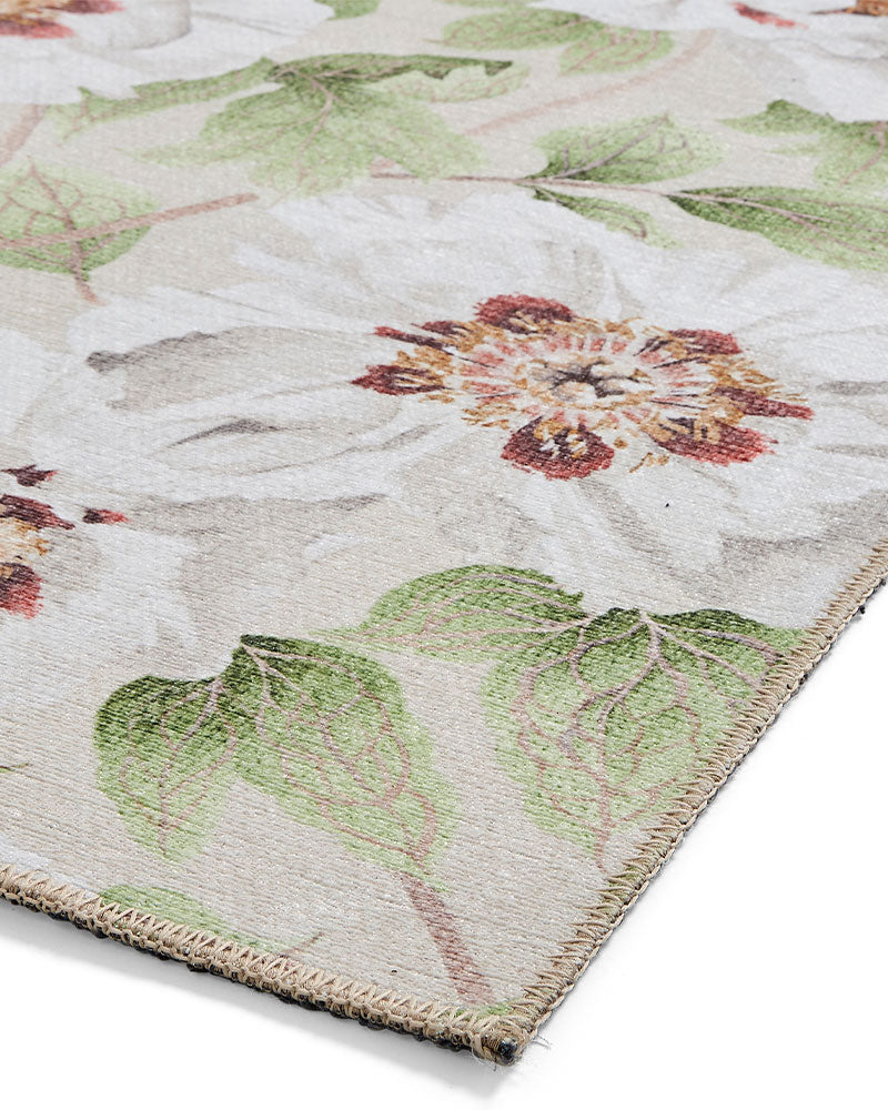 HARLEQUIN FLORENT FERN GREEN FLORAL MACHINE WASHABLE RUG