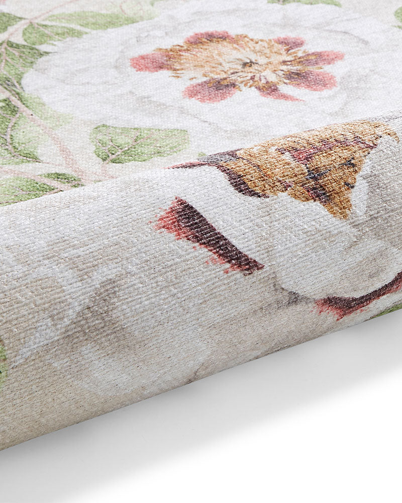 HARLEQUIN FLORENT FERN GREEN FLORAL MACHINE WASHABLE RUG