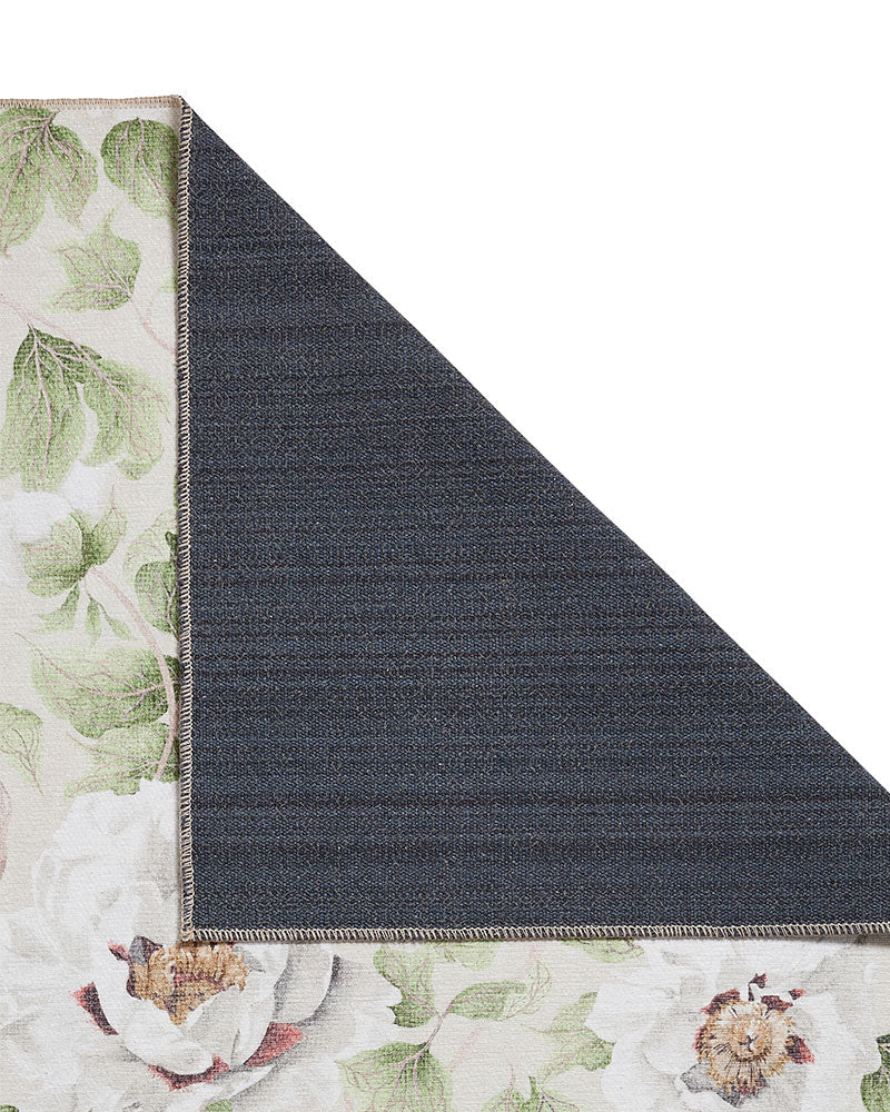 HARLEQUIN FLORENT FERN GREEN FLORAL MACHINE WASHABLE RUG