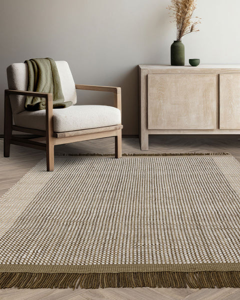 AVALON FOREST GREEN WOOL FLATWEAVE RUG